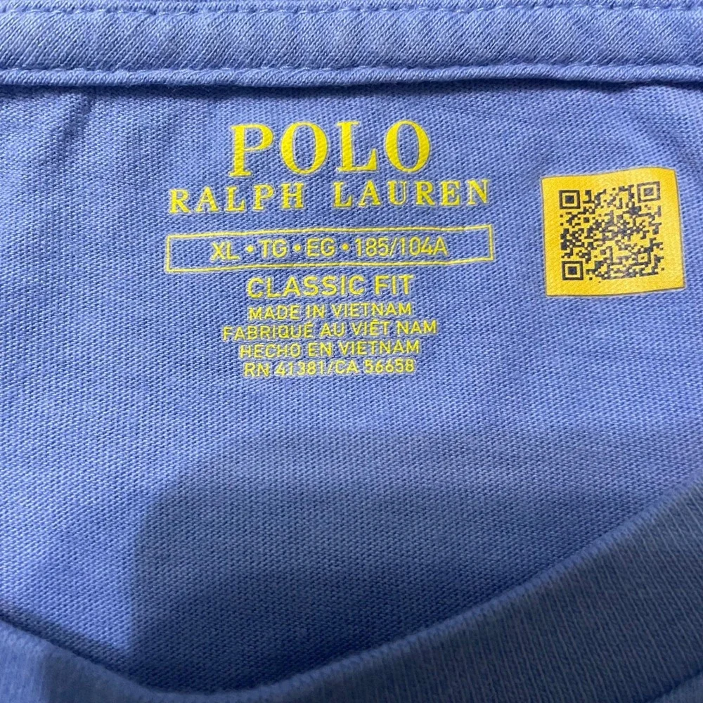 Polo Ralph Lauren T-Shirt Mens XL Blue Classic Fit Cotton Pony Logo Short Sleeve